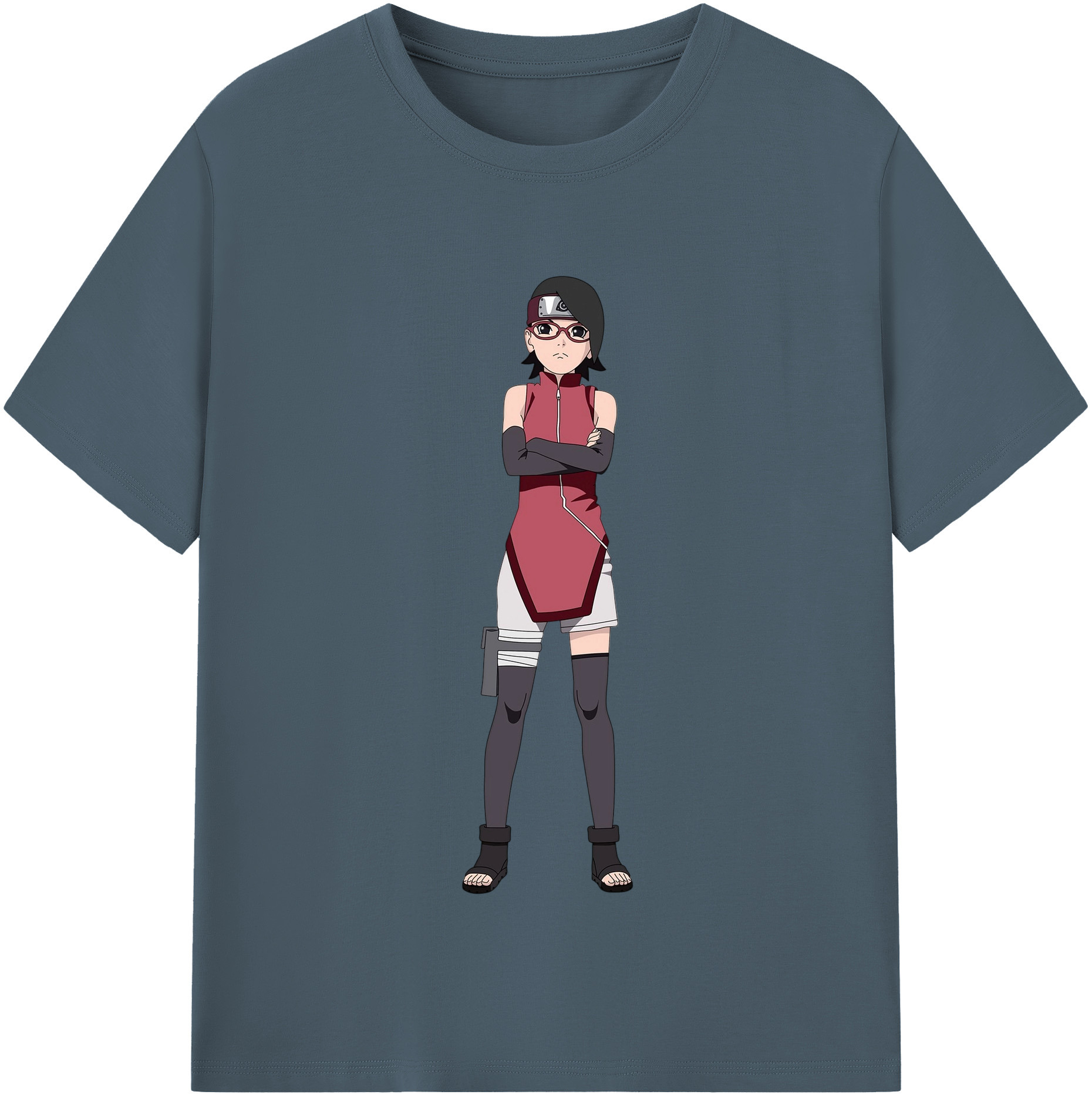 （画像用） NARUTO -ナルト- うちは サラダ Uchiha Sarada 綿100％半袖Tシャツ（フロントプリント）